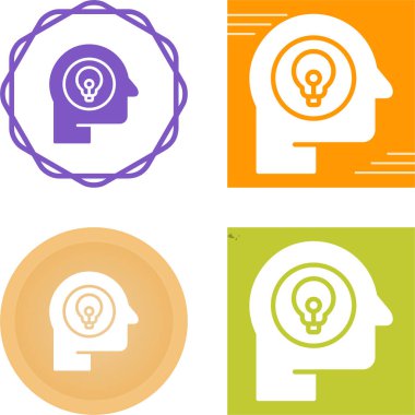 İnsan kafası ve ampul ikonu web tasarımı