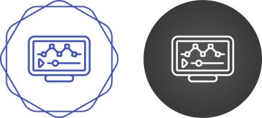 Beyaz arkaplanda grafik simgeleri olan bilgisayar monitörleri seti, vektör illüstrasyonu   