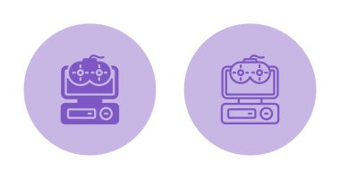 Beyaz arkaplanda TV ve oyun konsolu simgeleri, vektör illüzyonu 