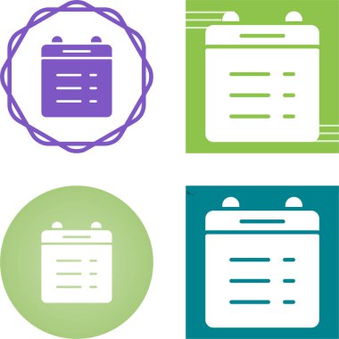 Satır takvimi simgesi beyaz arkaplanda izole edildi. Olay hatırlatma sembolü. Simgeleri renklendirin. Vektör