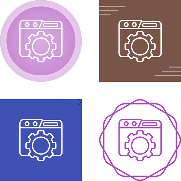 set line computer cpu with gear icon isolated on white  