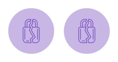 Kırık asma kilit simgeleri seti, vektör illüstrasyonu basit tasarım