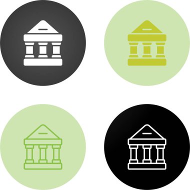 Banka binası simgeleri ayarlandı, vektör illüstrasyonu