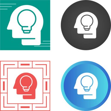 Ampul simgelerine sahip baş, vektör illüstrasyonu