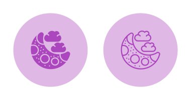 Ay ve bulutlar web simgeleri vektör illüstrasyonunu ayarlar