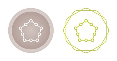 Birbirine bağlı noktalardan oluşan beşgen şeklindeki bir simgenin çizimleri.