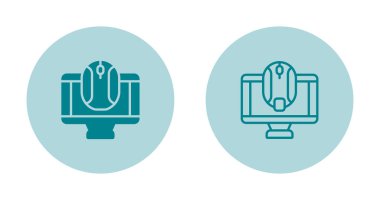 Masaüstü bilgisayarını temsil eden farklı simgelerin vektör grafiği.