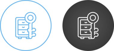 Dolap çekmecesi kilidi izole edilmiş simge, kilit vektör simgesi ve düzenlenebilir vuruşlu dolap 