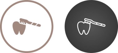 Diş fırçalama simgelerinin temel doğrusal çizimi