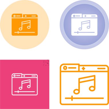 Beyaz arkaplan üzerinde nota simgeleri olan bilgisayar web sayfaları, vektör illüzyonu  