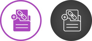 Belge ekle bağlantı simgeleri ayarlandı, vektör illüstrasyonu