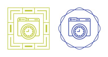 Beyaz arkaplanda saat simgeleri olan bilgisayar web sayfaları, vektör yanılsaması  
