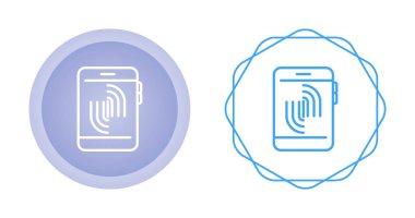 Beyaz arkaplanda izole akıllı telefonlarda parmak izi simgeleri ayarlandı