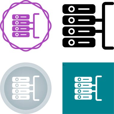 bilgisayar sunucu simgeleri ayarlandı, vektör illüstrasyonu basit tasarım