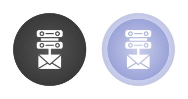 Beyaz arkaplan, vektör illüstrasyonunda veri merkezi ve e-posta harflerinin vektör kümesi       