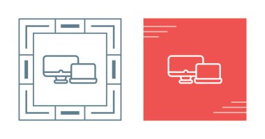 Bilgisayar monitörü ve dizüstü bilgisayar web simgesi vektör çizimi