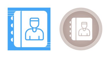 Adres defteri simgesini. Beyaz arka plan üzerinde kişi Not düz vektör çizim.