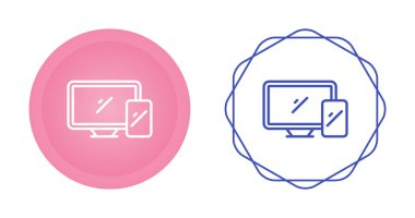 Beyaz arkaplanda bilgisayar monitörü ve akıllı telefon simgeleri, vektör illüstrasyonu