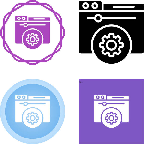 vector set of web pages with gears on white background, vector illustration     