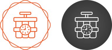 Geri sayım Saati ve Dijital Zamanlayıcı Simgesi olan Dinamit Bombası. Askeri Patlayıcı Silahları. Vektör illüstrasyonu