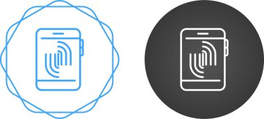 Beyaz arkaplanda izole akıllı telefonlarda parmak izi simgeleri ayarlandı