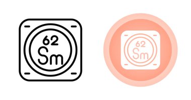 Samaryum kimyasal element simgeleri vektör illüstrasyonu