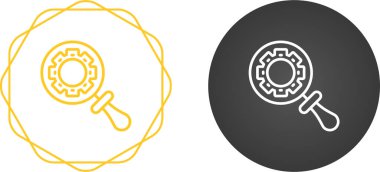 beyaz arkaplanda izole edilmiş dişli simgeli büyüteç