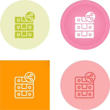 Veritabanı sunucu vektör simgesi. Mobil konsept ve web tasarımı için düz tabela. Veri sunucusu simgesi. Sembol, logo çizimi. Vektör grafikleri 