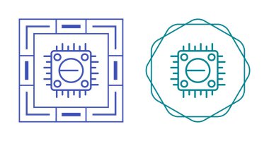 Bilgisayar ve akıllı telefon simgesi için düz bir işlemci. İzole edilmiş arkaplanda işlemci yonga vektör çizimi. Mikroçip imzalama iş kavramı.