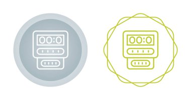 Elektrik sayacı, elektrik sayacı. Elektrik, su ve gaz tüketimini ölçmek için tezgah kutusu. Enerji kontrolü ve ekonomisi için bir makine. Vektör simgeleri ayarlandı