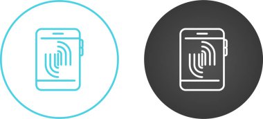 Beyaz arkaplanda izole akıllı telefonlarda parmak izi simgeleri ayarlandı