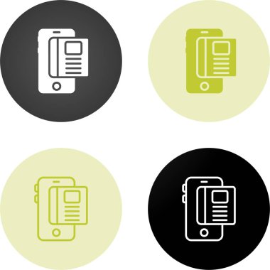 SIM kart simgeli bir akıllı telefon seti. İnce çizgi tarzı tasarım. vektör illüstrasyonu