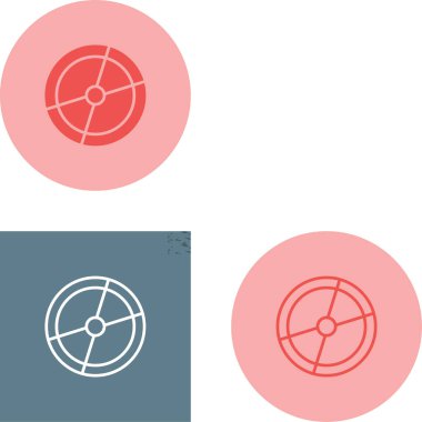 Tekerlek lastik izi detaylarına sahip simge, hareketi veya hızı simgeler.