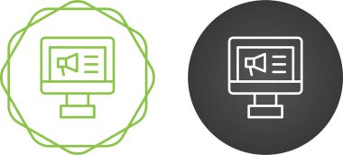 Bilgisayar monitör simgesini. Düz Pc sembolü. Vektör çizim