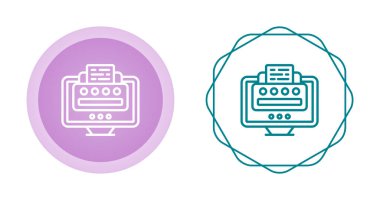 Beyaz arkaplanda bilgisayar ekranı simgesi olan yazıcılardaki belgeler izole edildi. vektör