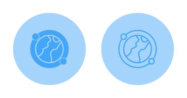 Yeryüzü çizgi simgeleri ayarlandı, vektör tasarımı