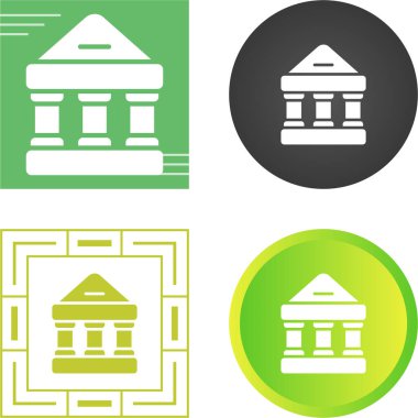 Banka binası simgeleri ayarlandı, vektör illüstrasyonu