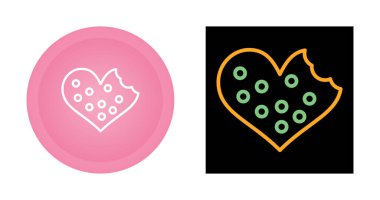 Isırılmış kalp şeklinde kurabiyeler, simgeler seti, vektör illüstrasyonu