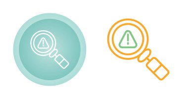 Büyütme gözlüğü ve uyarı simgeleri, vektör illüstrasyonu 