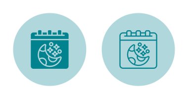 Hilal Ay Takvim Simgesi, Vektör İllüstrasyonu Beyaz Arkaplanda İzole Edildi 