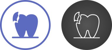 Çatlak ya da Kırık Diş Simgesi Silüet ve Katı Doldur