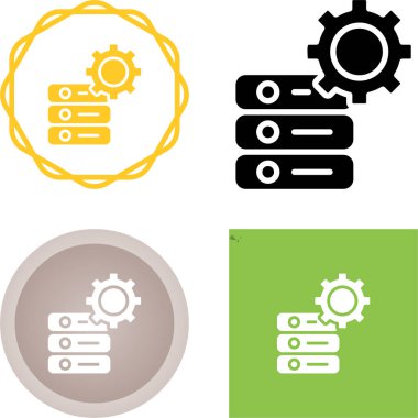 Veritabanı yönetim simgeleri ayarlandı, vektör illüstrasyonu