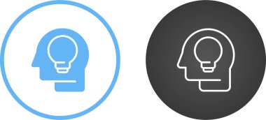 Ampul simgelerine sahip baş, vektör illüstrasyonu