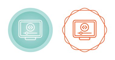 Beyaz arkaplanda video oynatma simgeleri olan bilgisayar monitörleri seti, vektör yanılsaması    