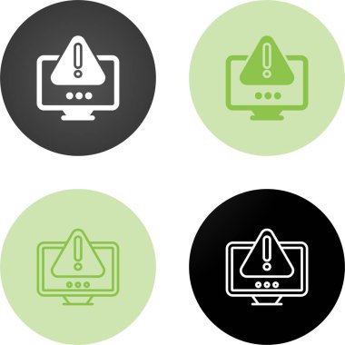 Beyaz arkaplandaki bilgisayar ekranlarındaki uyarı işaretleri, vektör yanılsaması 