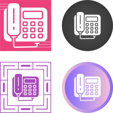 Eski Telefon Basit Simgesi, Beyaz Arkaplanda Vektör İllüstrasyonu 