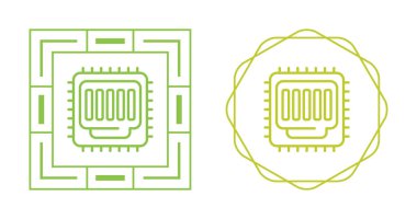 bilgisayar çipi simgeleri ayarlandı, vektör illüstrasyonu basit tasarım