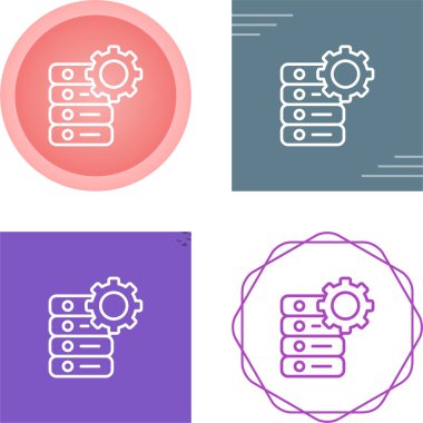 Veritabanı yönetim simgeleri ayarlandı, vektör illüstrasyonu