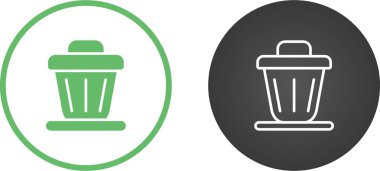 Çöp kutusu düz vektör simgeleri ayarlandı