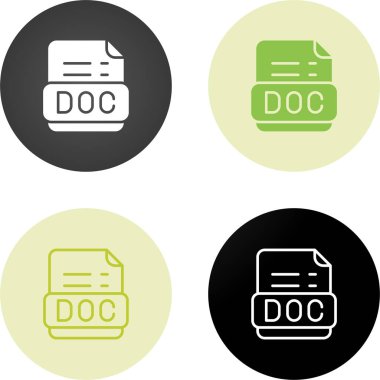 DOC dosya biçimi simgeleri kümesi, basit vektör tasarımı 